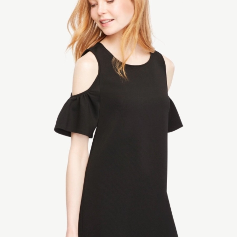 Ann Taylor Flutter sleeve cold shoulder dress